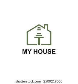 a green house with a green background