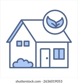 Ilustración vectorial de icono azul de la casa verde