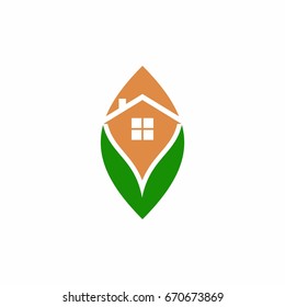 Green House Care Vector Logo