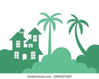 Green House Coconut Tree Background