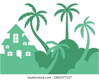 Green House Coconut Tree Background