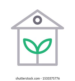 green house color line vector icon