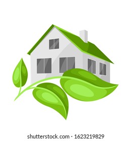 Green house concept illustration. Energy conservation and ecology natural materials.