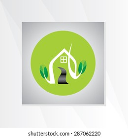 green house concept with leaf vector illustration 