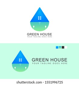 Green House Concept Modern Logo and Color Gradient Style. Logo for Your Professional Company.