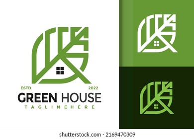Vorlage für Vektorgrafik-Design im grünen Haus Kreativ Moderne Elegante Logos