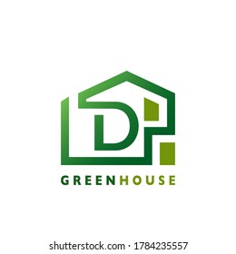 Green House D Letter Logo Line  Template Design for Building Real Estate Business Identity Logo Icon.