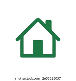A green house with a door icon vector