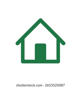 Una casa verde con un Vector de ícono de puerta