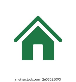 A green house with a door icon vector