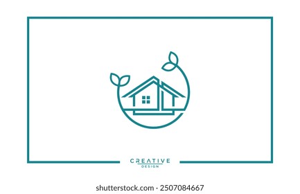 Green house Eco logo design template.