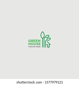 Green House. Eco Logo. with minimalist style