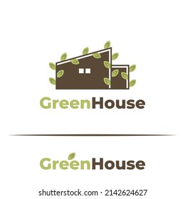 Green house eco logo vector illustration design, House ecology logo design inspiration template