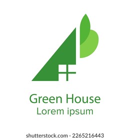 green house or green eco logo vector design