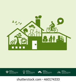 GREEN HOUSE ECOLOGY VECTOR.