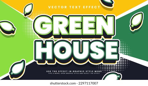 Green house editable text stye effect. Vector text effect.