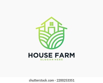 green house farm landscape logo design