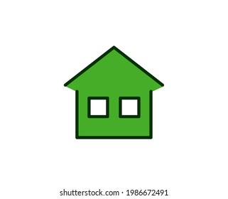 Green house flat icon. Single high quality outline symbol for web design or mobile app.  House thin line signs for design logo, visit card, etc. Outline pictogram EPS10