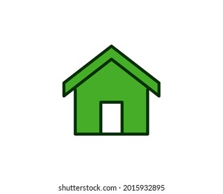 Green house flat icon. Single high quality outline symbol for web design or mobile app.  House thin line signs for design logo, visit card, etc. Outline pictogram EPS10