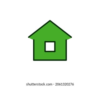 Icono plano de la casa verde. Símbolo de esquema único de alta calidad para diseño web o aplicación móvil.  Señales de línea delgada para el logotipo de diseño, tarjeta de visita, etc. Pictograma de contorno EPS10
