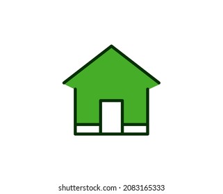 Green house flat icon. Single high quality outline symbol for web design or mobile app.  House thin line signs for design logo, visit card, etc. Outline pictogram EPS10