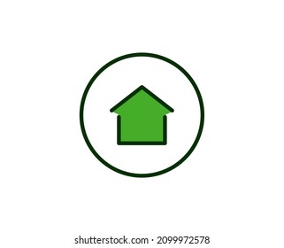 Green house flat icon. Single high quality outline symbol for web design or mobile app.  House thin line signs for design logo, visit card, etc. Outline pictogram EPS10