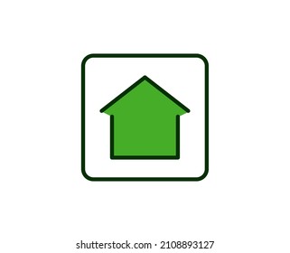 Green house flat icon. Single high quality outline symbol for web design or mobile app.  House thin line signs for design logo, visit card, etc. Outline pictogram EPS10