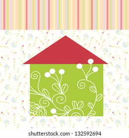Green house floral background with pattern