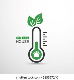 Casa Verde - Calentamiento Global, Problemas Ecológicos Y Soluciones - Diseño De Icono Termómetro