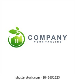 diseño de logotipo de gradiente de casa verde