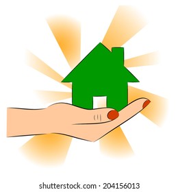 green house in hand
