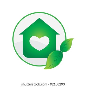 Green House with a heart and leafs