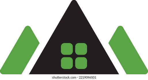 Green House or Hotel in Hills or Mountain Logo Template