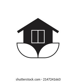 Grünes Haus - Symbol einzeln auf weißem Hintergrund