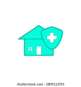a green house icon with a good alert. vector illustration