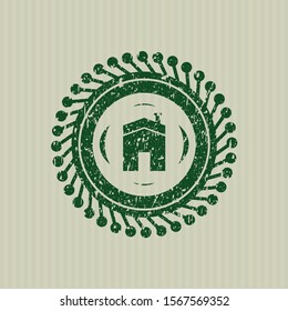 Green house icon inside grunge seal