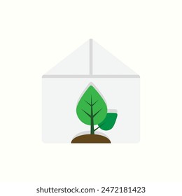 green house icon, isolated flat colored environment icon set