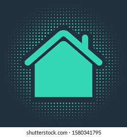 Green House icon isolated on blue background. Home symbol. Abstract circle random dots. Vector Illustration