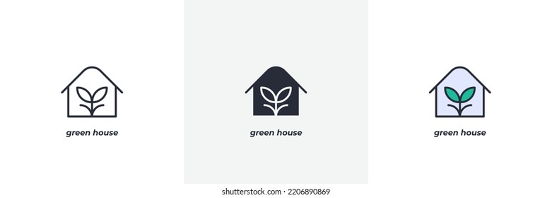 green house icon. Line, solid and filled outline colorful version, outline and filled vector sign. Idea Symbol, logo illustration. Vector graphics