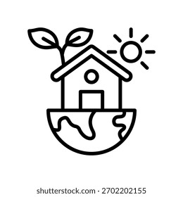 Ilustración vectorial de línea de icono de casa verde