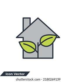 ilustración vectorial del icono de la casa verde. casa ecológica. plantilla de símbolo de inicio inteligente para colección de diseño gráfico y web