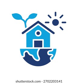 Icono de la casa verde Ilustración vectorial mixta