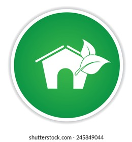 Green house icon on green button background,clean vector