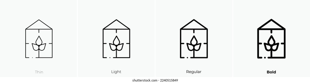 green house icon. Thin, Light Regular And Bold style design isolated on white background