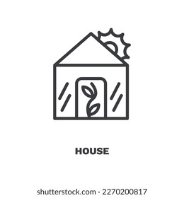 green house icon. Thin line green house, building icon from ecology collection. Outline vector isolated on white background. Editable green house symbol can be used web and mobile