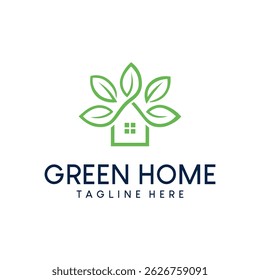green house icon Vector green eco house logo concept Set of House leaf green