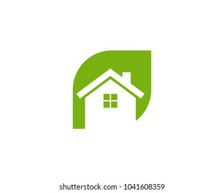 Green House Icon Vector Logo Design Template