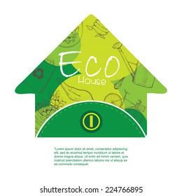 green house illustration. Eco elements. hand drawn vector.