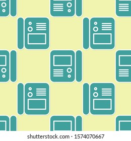 Green House intercom system icon isolated seamless pattern on yellow background.  Vector Illustration