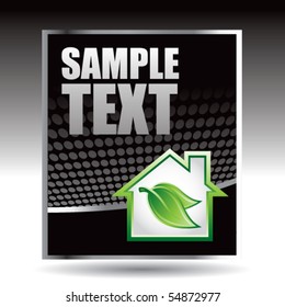 green house with leaf black halftone banner